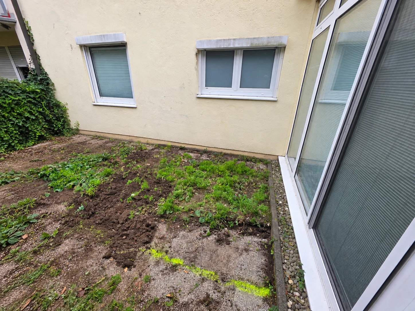 Gartenfläche am Haus während des Rückbaus vor der Neugestaltung